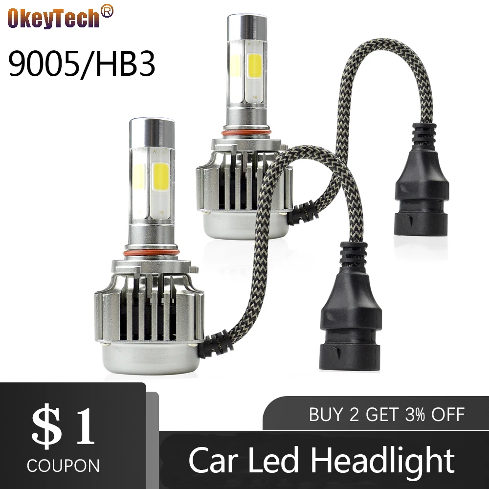 2 шт. Автомобильные светодиодные лампы серии V8 6000K 9005/HB3|Передние LED-фары для авто| |
