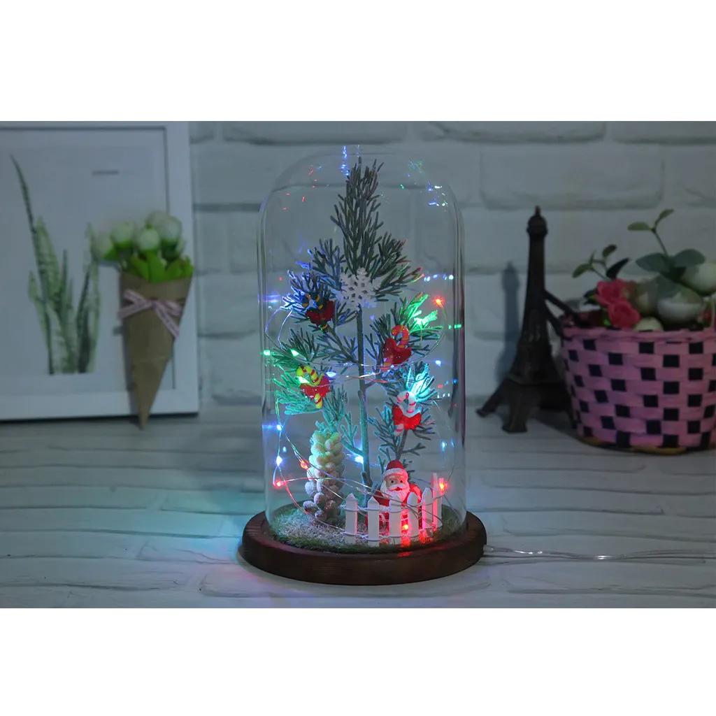 Новая миниатюрная Рождественская елка в стеклянных выпуклые украшения и подарки