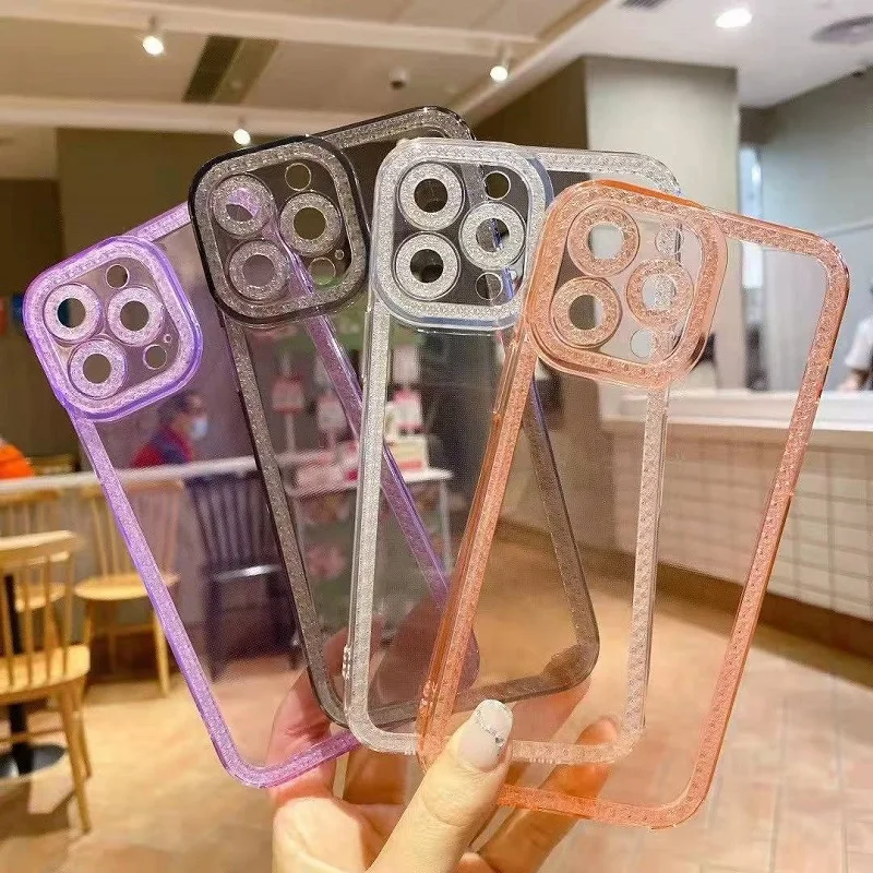 

Transparent flash drill phone case Phone Case For iPhone 13 11 12 Pro Max Mini XS XR X 7 8 Plus SE 2020 Silicone Back Cover