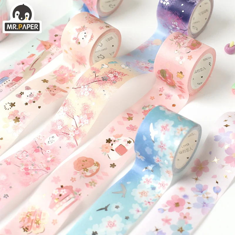 

Mr.Paper 30mm*5m 6 Designs Sakura Time Series Ins Style Single Bronzing Washi Tape Hand Account DIY Decoration Collage Material