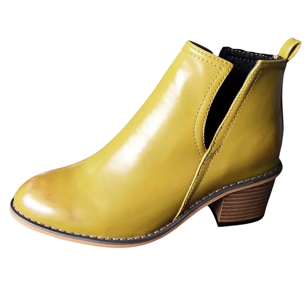 Женские ботильоны 2019 базовые кожаные ботинки с боковым вырезом модные без