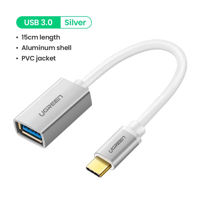Ugreen USB C к USB адаптер Тип C OTG USB кабель C штекер USB 3,0 A женский кабель адаптер для MacBook Pro samsung S9 USB-C OTG - Цвет: USB 3.0 Metal Silver
