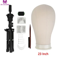 21 23 inch wig stand training mannequin head canvas head for wigs making wig hair brush with t pins needles set with tripod