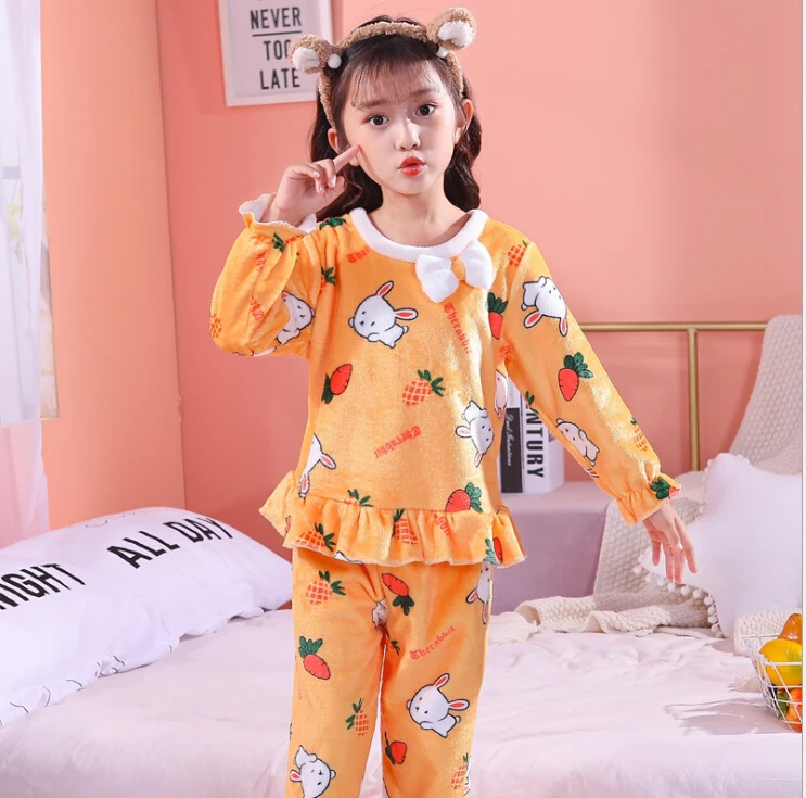 

Детская Фланелевая пижама с длинным рукавом и круглым вырезом