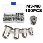 100 шт. M3M4M5M6M8 ручная Резьбовая гайка, приспособление из нержавеющей стали, бытовые ремонтные инструменты