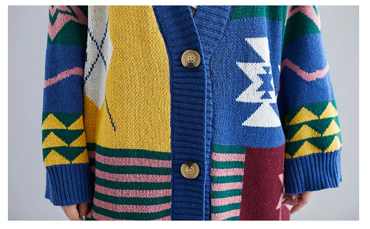 Большие размеры 4XL осень зима Женская мода Новинка геометрические вязаные топы женские плюс большие кардиганы с длинными рукавами свитер пальто