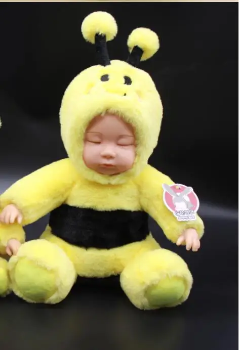 Новинка 25 см Спящая Детская кукла kawaii bebe слон животное плюшевая игрушка Розовая Свинья высококачественное моделирование девочка кукла - Цвет: Серебристый