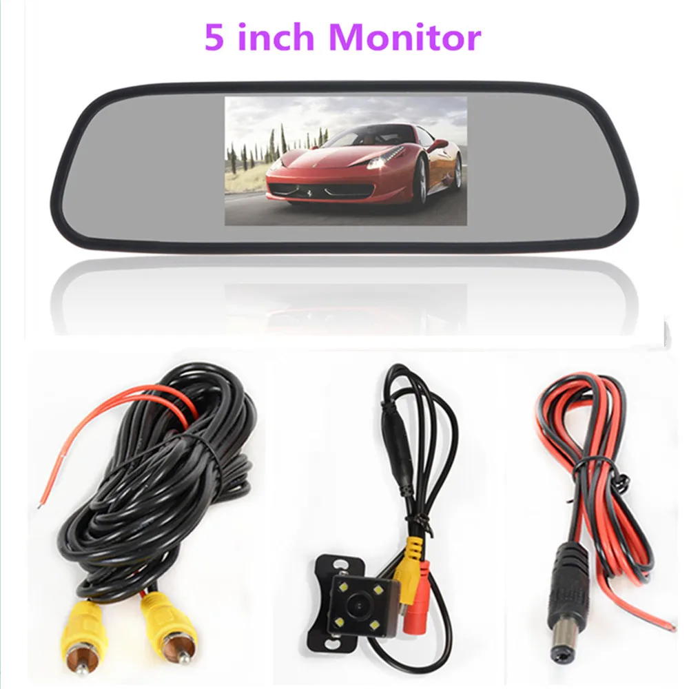 Monitor with cam05 5 дюймов TFT lcd HD800* 480 экран автомобильный монитор зеркало заднего вида парковочный монитор с 2 видео входом, камера заднего вида опционально - Цвет: Monitor with cam05