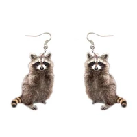 raccoon procyon lotor acrylic drop earrings charms fashion jewelry for womens dangle animal steampunk friends xmas gift korean