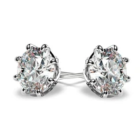 jk fashion 8 claws solitaire women stud earrings brilliant round zircon simple versatile bridal wedding earrings classic jewelry