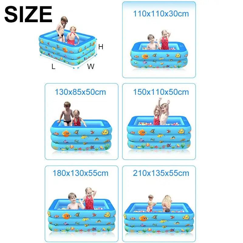 

110-210cm Children Bathing Tub Baby Home Use Paddling Pool Inflatable Square Swimming Pool Kids Inflatable Pool