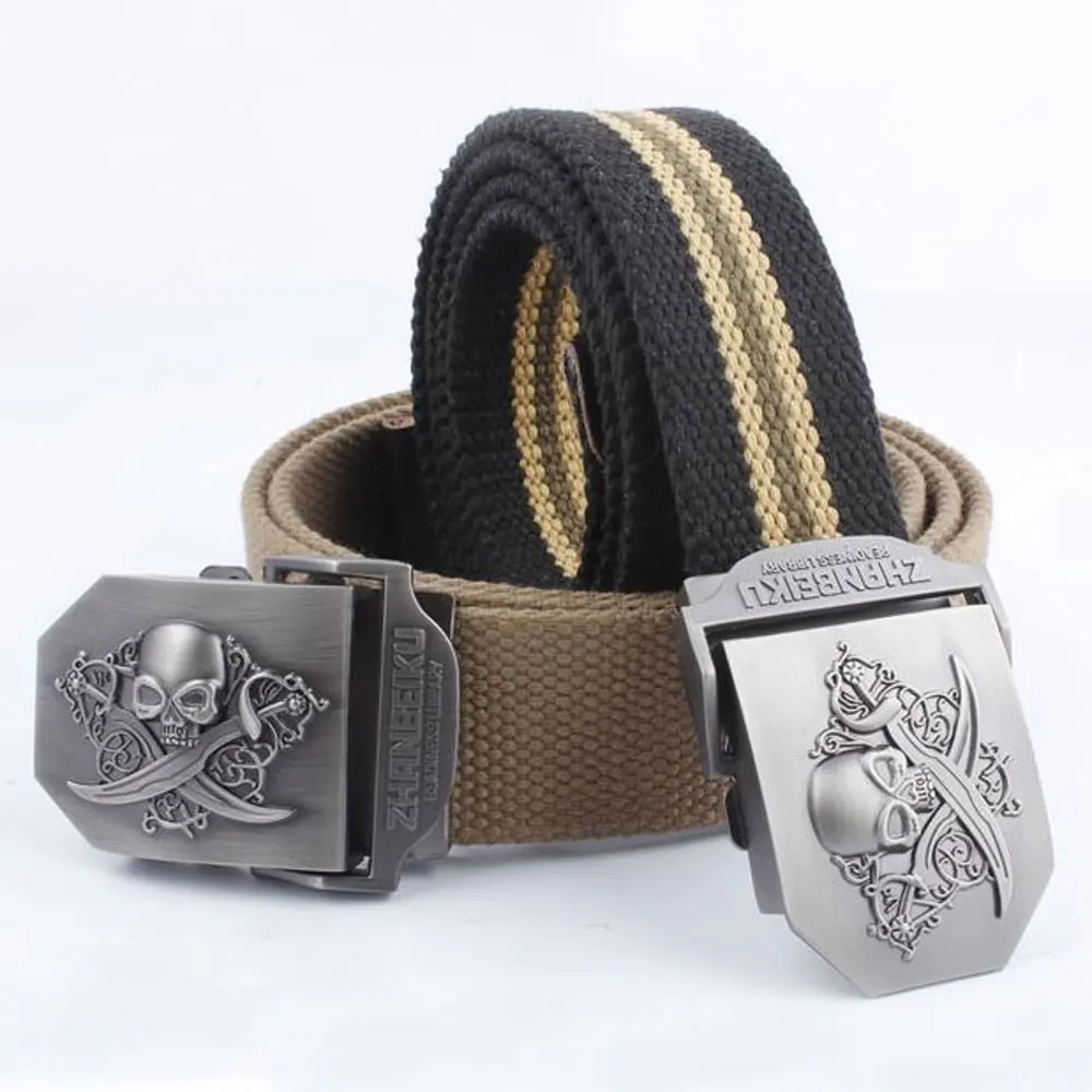 Ремень парусиновый мужской Модный повседневный брезентовый с 3d рисунком пиратов