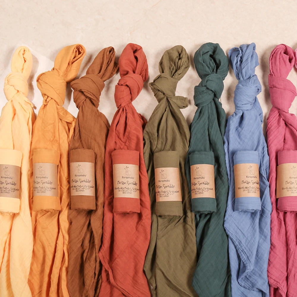 Kangobaby Fashion Muslin Swaddle Cloth Diaper Wrap Baby Receiving Blanket Squares Babyroom Decor 120x120cm 100% Cotton