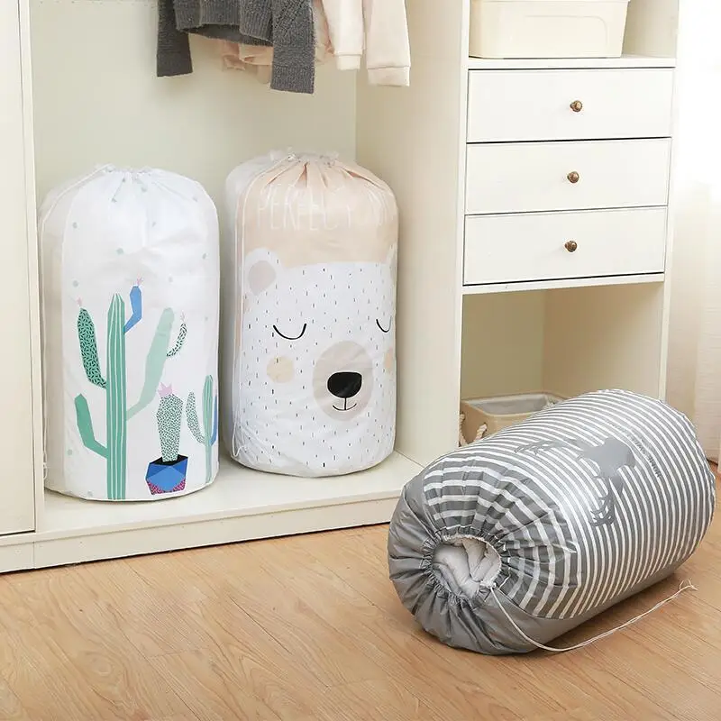

Сумка для хранения с мультяшным медведем, влагостойкие сумки для одеял, прозрачная сумка с пучком, большой органайзер для шкафа, органайзер ...