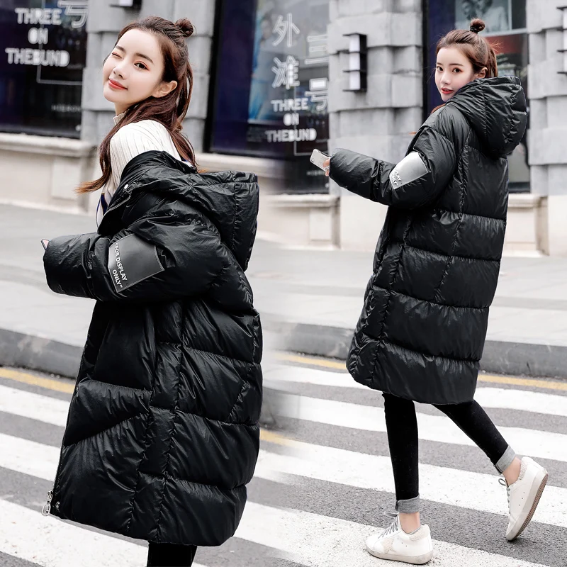 2020 зимнее Новое Модное Длинное пуховое пальто женская куртка с капюшоном