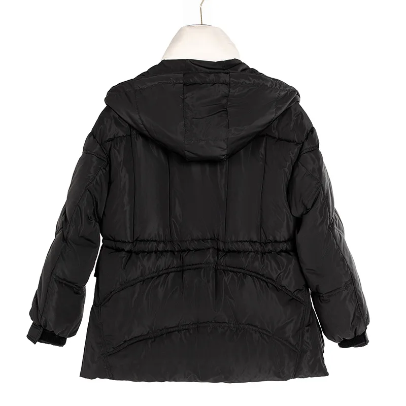 

Women Winter Solid Color New Fashion Slim Elegant Hooded Parkas Female Brand High Street Loose Coat Ladies Warm Thick Coat ML843