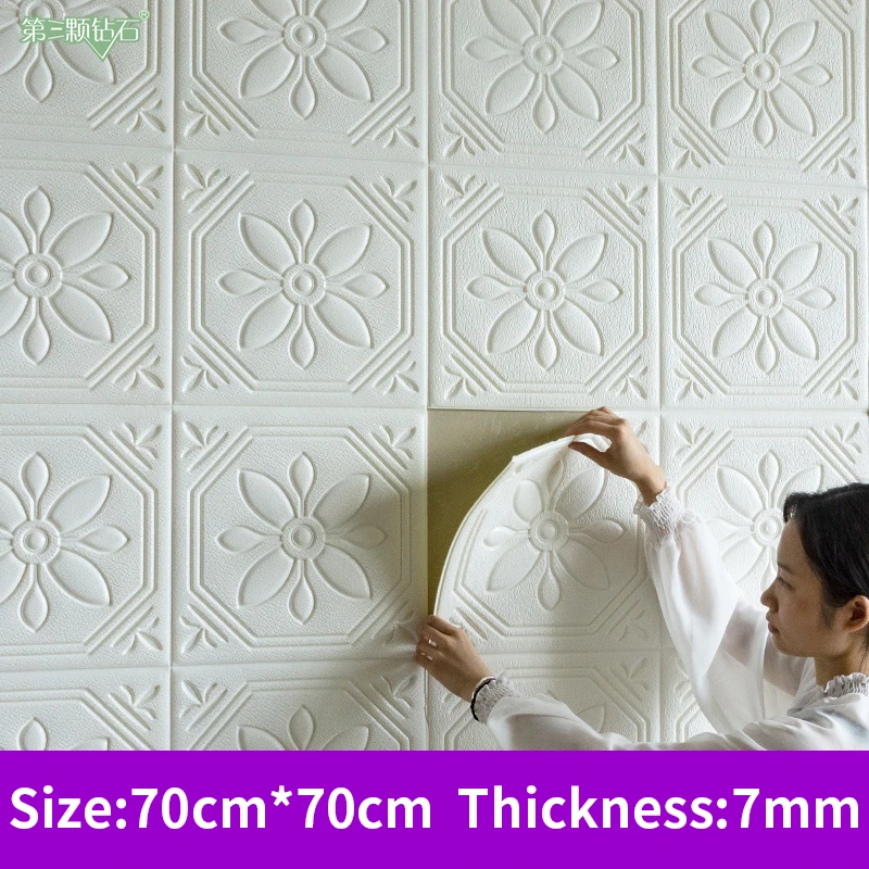 Цветок Новый дизайн 3d пенопластовая плитка каменная Настенная Наклейка