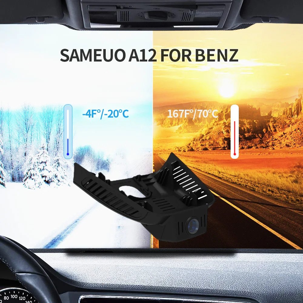 Автомобильный видеорегистратор Sameuo с двумя объективами и Wi-Fi для Mercedes Benz GLB B200 2019