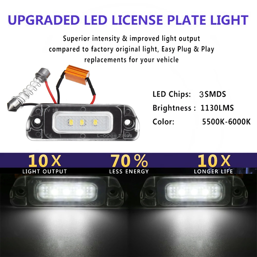 2x 3SMD CAN-bus светодиодный номерной знак светильник для Mercedes-Benz AMG W164 X164 W251 GL350 GL450 GL500 GL550 ML320 ML450 R350