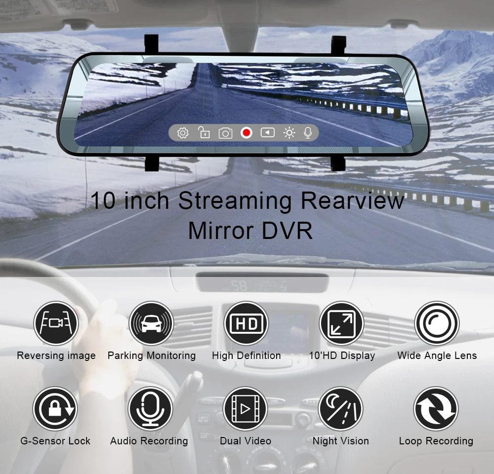 Dash Cam автомобиля Камера регистратор видеорегистратор для Dvr Широкий формат 10