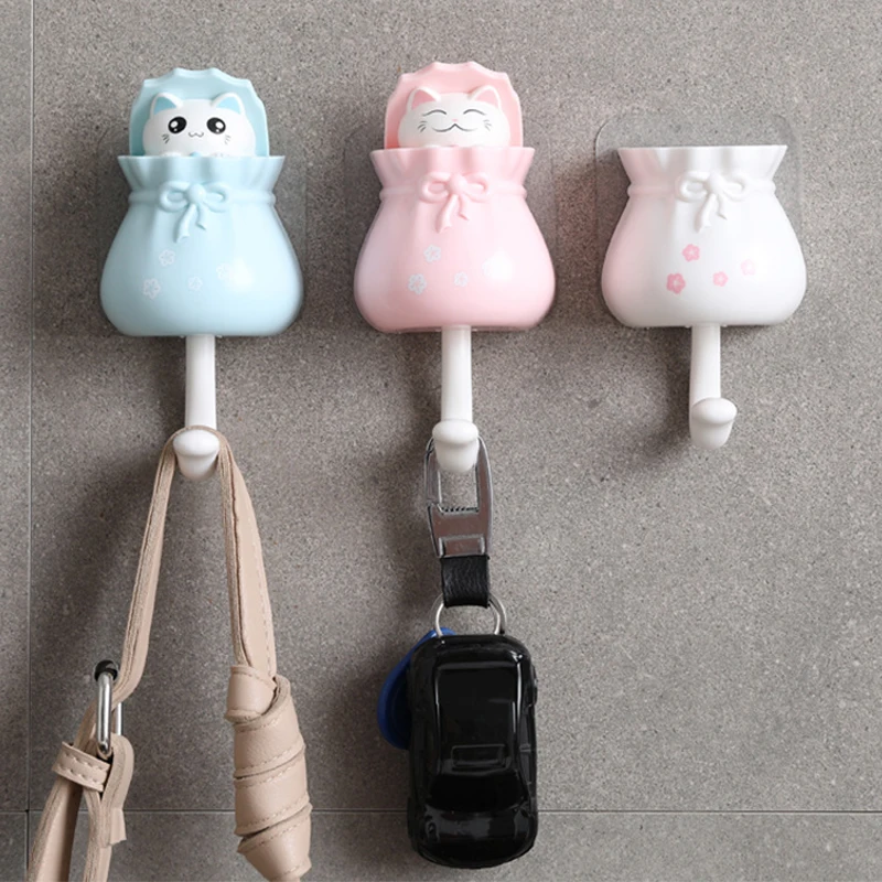 

Lucky Bag Cat Hook Decorative Hook Creative Door Probe Cat Plastic Hook for Key Umbrella Clothes Strong Viscose Hook Wall Hanger