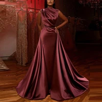 real image burgundy moroccan kaftan muslim satin evening dresses 2020 arabic mermaid dubai formal dress prom gowns long vestidos