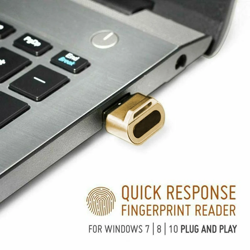 

Mini USB Fingerprint Reader for Windows 8 / 10 Hello Quick Response Press Login(Gold)