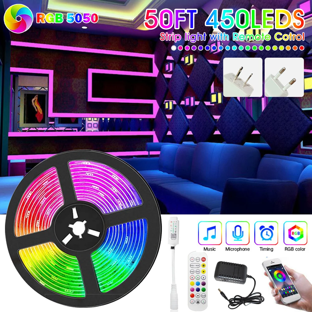 

Светодиодсветильник RGB SMD гибкая Водонепроницаемая лента с Bluetooth-управлением, 5050 светодиодный 12 В постоянного тока, 5/10/15 м