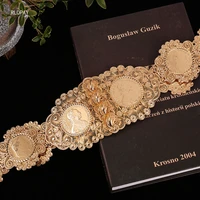 algerian traditional metal coin belts hollow flower design caftan belts arabic women body chain luxury bridal dress belts gold