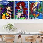 3 предмета Комплект камни в форме ромба круглый Русалка эльф фея Модель Алмазная вышивка крестиком на рисунке, 5D DIY Алмазная вышивка с принтом большие глаза для девочек, Триптих