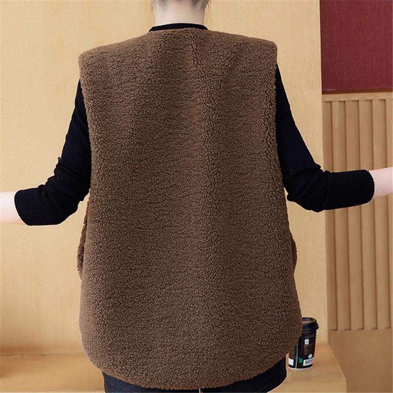 

Lamb Wool Cotton Vest Women Winter New 2020 Coat Jacket Vest Warm Plus Size Padded Jacket Female Veats Sleeveless Waistcoat M295