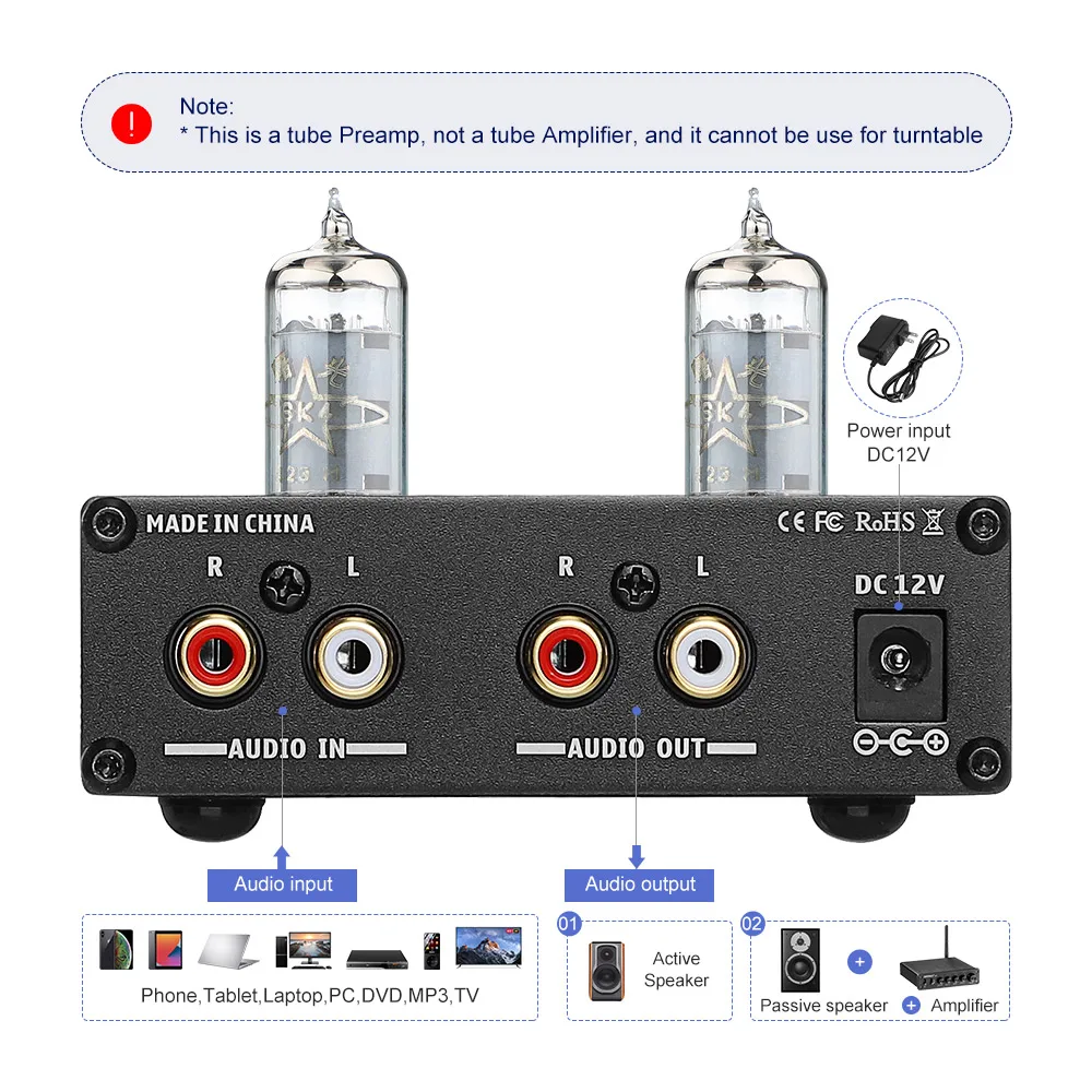 AIYIMA DC12V аудио 6K4 трубчатый усилитель предусилитель Hi-Fi контроль высоких басов