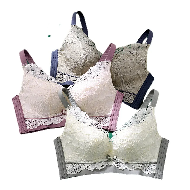 

2021 new product seamless and no steel ring gather breast bra sexy lace bra