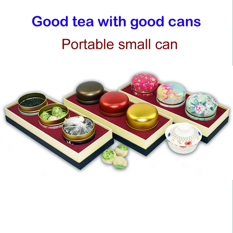 Японский стиль кухонная коробка для чая круглая металлическая банка конфеты