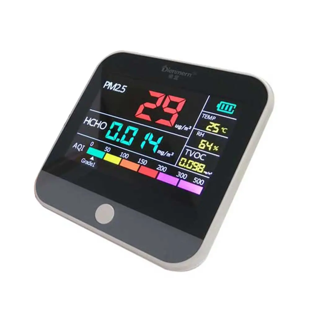AQI качества воздуха анализатор PM2.5/HCHO/TVOC Температура Влажности Монитор-детектор газа анализатор измерительный инструмент счетчик смога