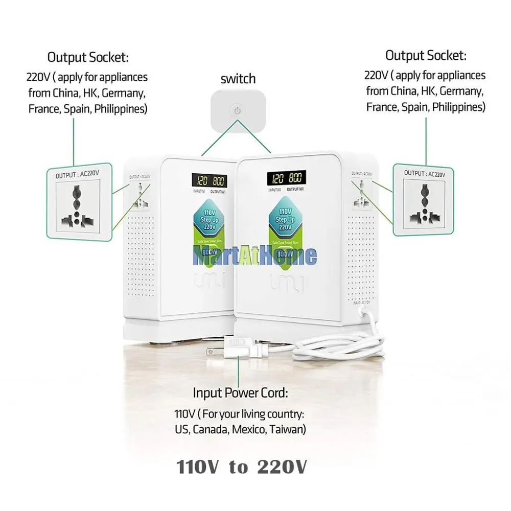 800 Вт преобразователь напряжения дорожный трансформатор 220В до 110В понижающий/110В