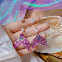 super fairy mermaid legend magic color fishtail earrings personal influencer same style eardrop earring female 2020 new fashion