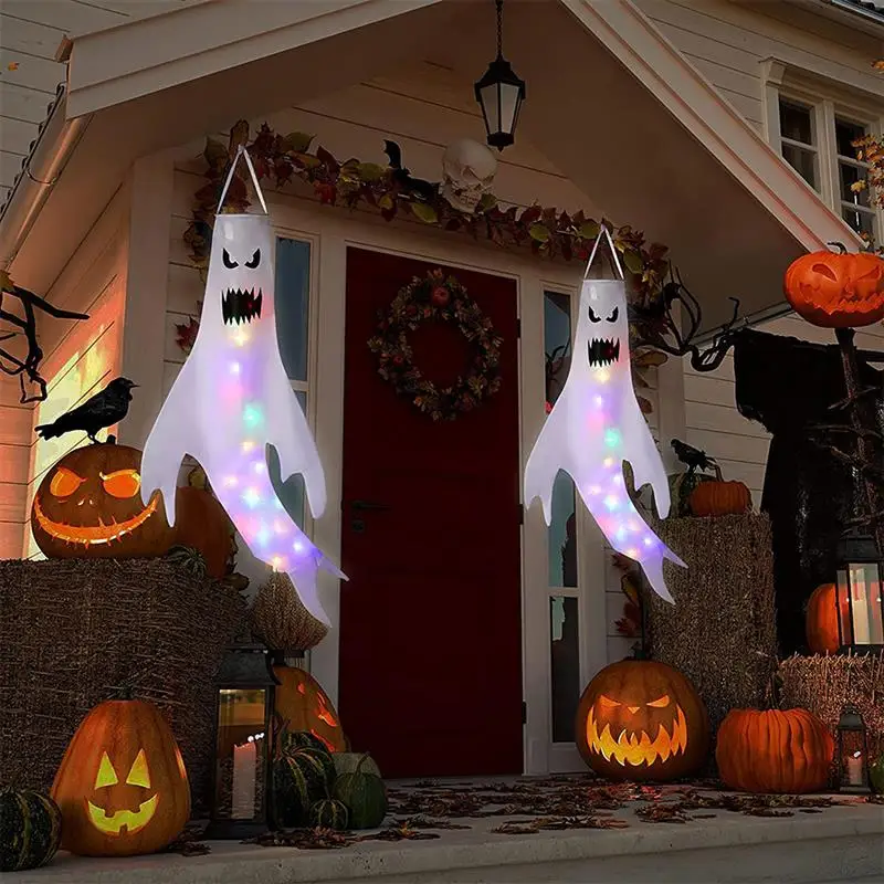 

Halloween Decoration Specter Windsocks LED Glowing Hanging Spooky Horror Themed Party Home Decoration Yard Outdoor Supplies