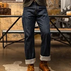 350 Цветочные сшитые джинсы 14oz Selvedge Denim Мужская одежда для работы непринужденный крой