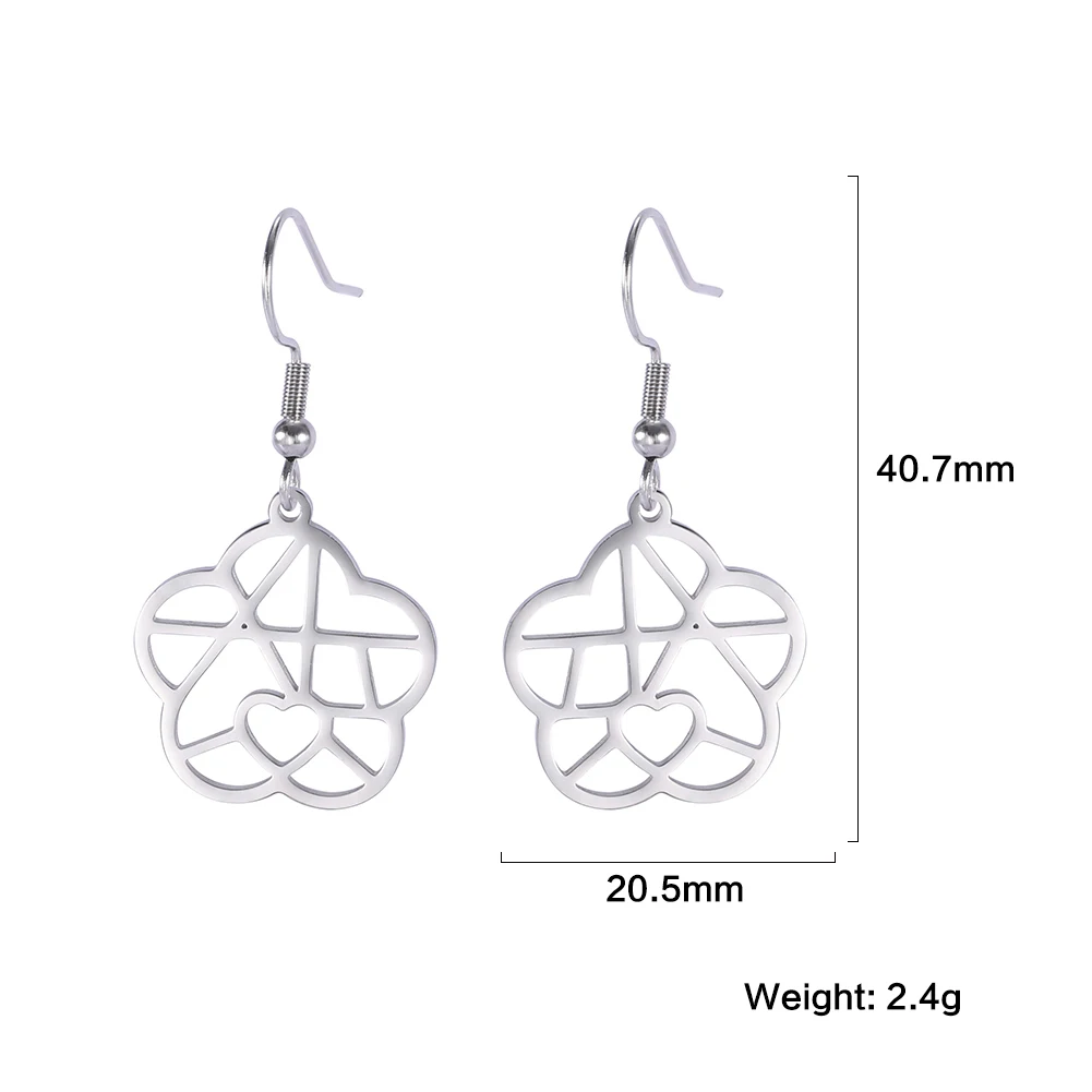 

Lucktune Heart Temperament Cherry Bloom Earrings for Women Drop Earrings Fashion Engagement Jewelry Stainless Steel Dangle Gift