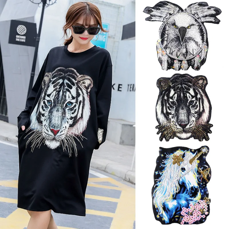 Нашивки для одежды GUGUTREE нашивки в виде животных значки Аппликации с вышивкой