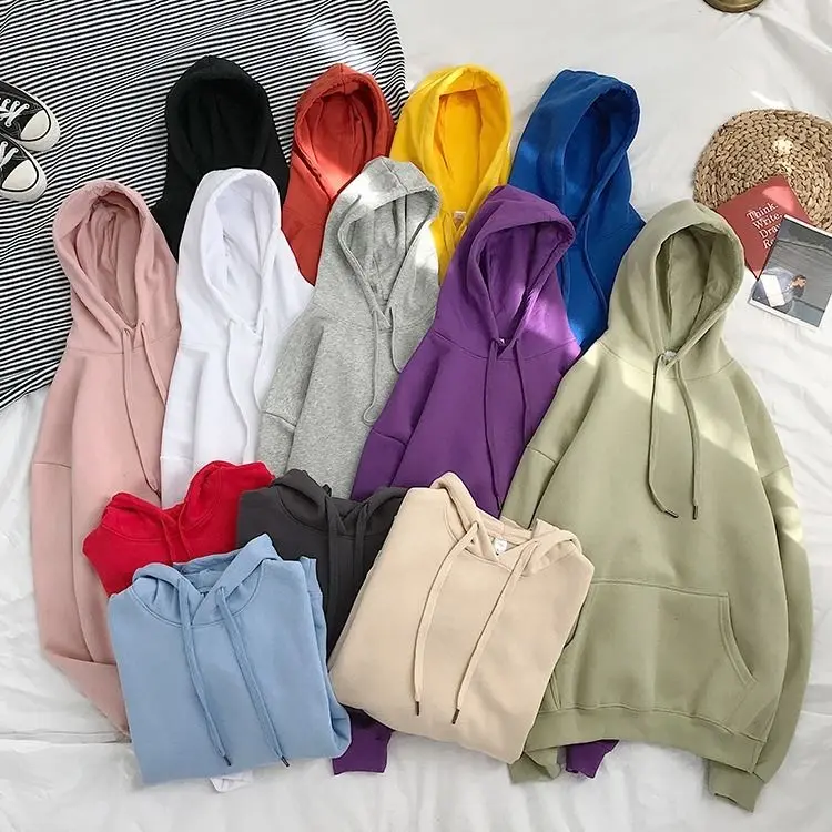 

2021 New Oversized 12 Colors Sweatshirts Women's Solid Hooded Female 2020 Cotton Thicken Warm Hoodies Lady Autumn Fashion Tops