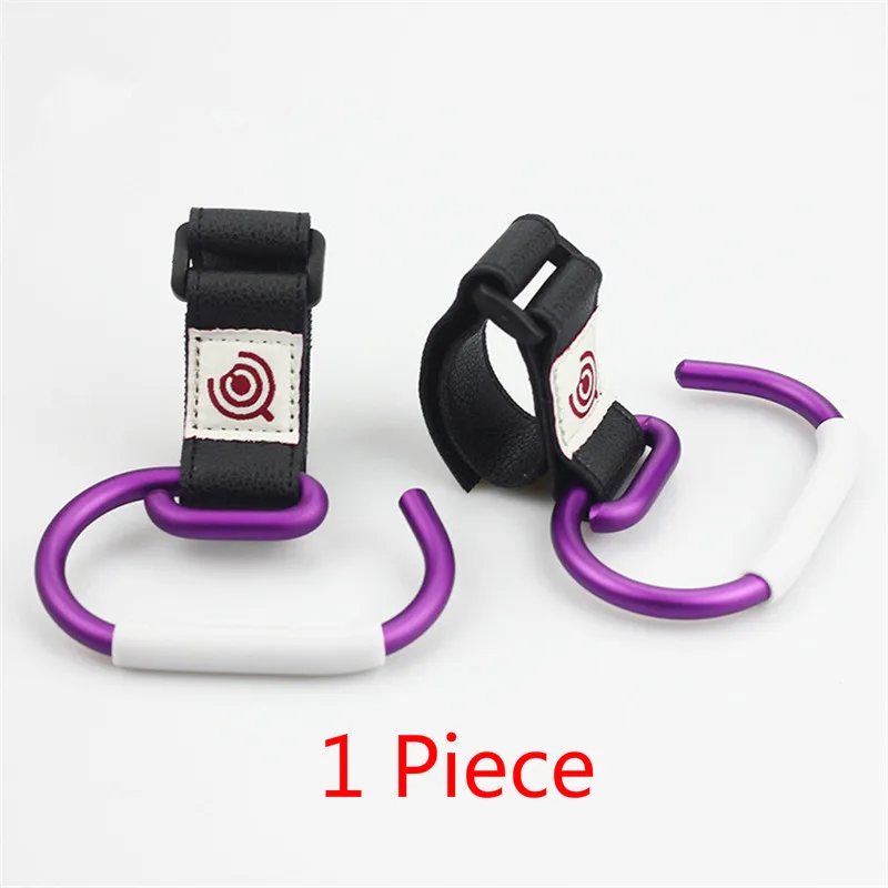 06BkPurple 1 шт. крючки для детской коляски детская коляска подвеска для коляски карабин хозяйственная Сумка зажим вращающийся крючок с ремешком и крючком - Цвет: 06BkPurple