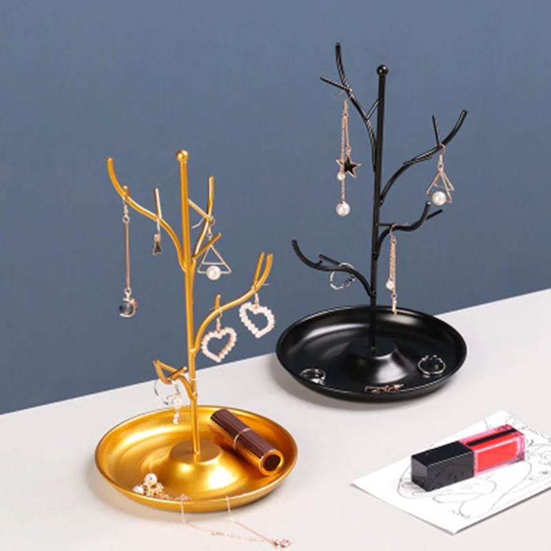

2 Piece Set Wrought Iron Bracket Jewelry Rack Ornaments Girl Desktop Earrings Jewelry Storage Rack