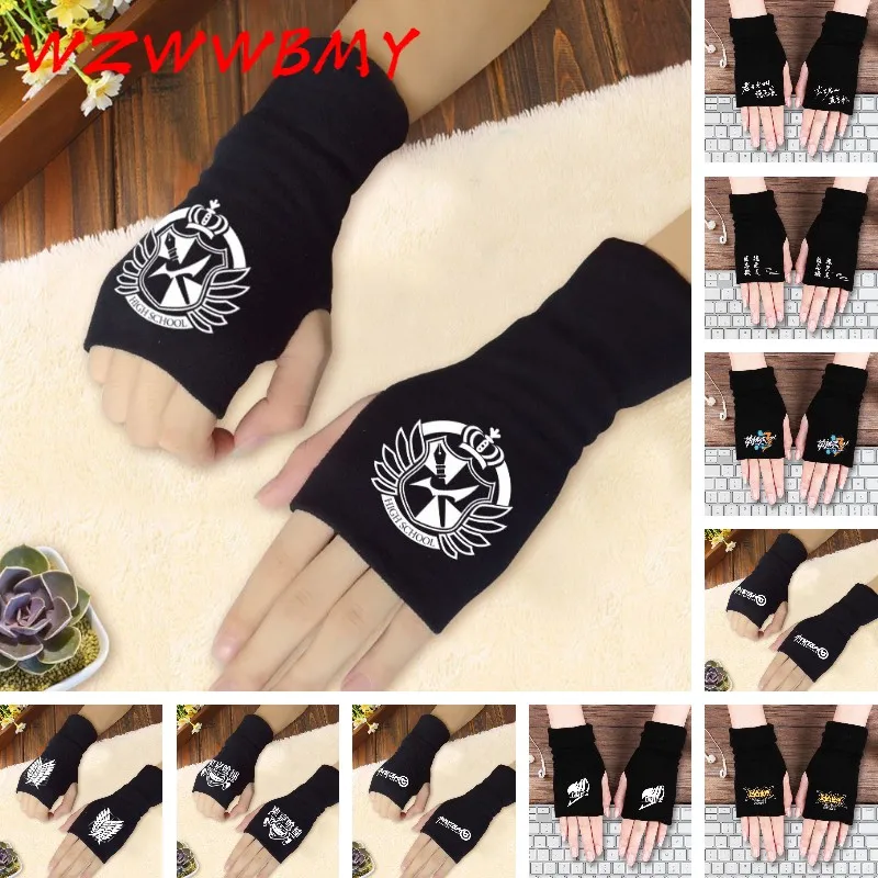 

Japanese Hot Anime Cosplay Half Finger Gloves Red Cloud Attack On Titan Tokyo Ghoul Cosplay Cotton Fingerless Warm Gloves