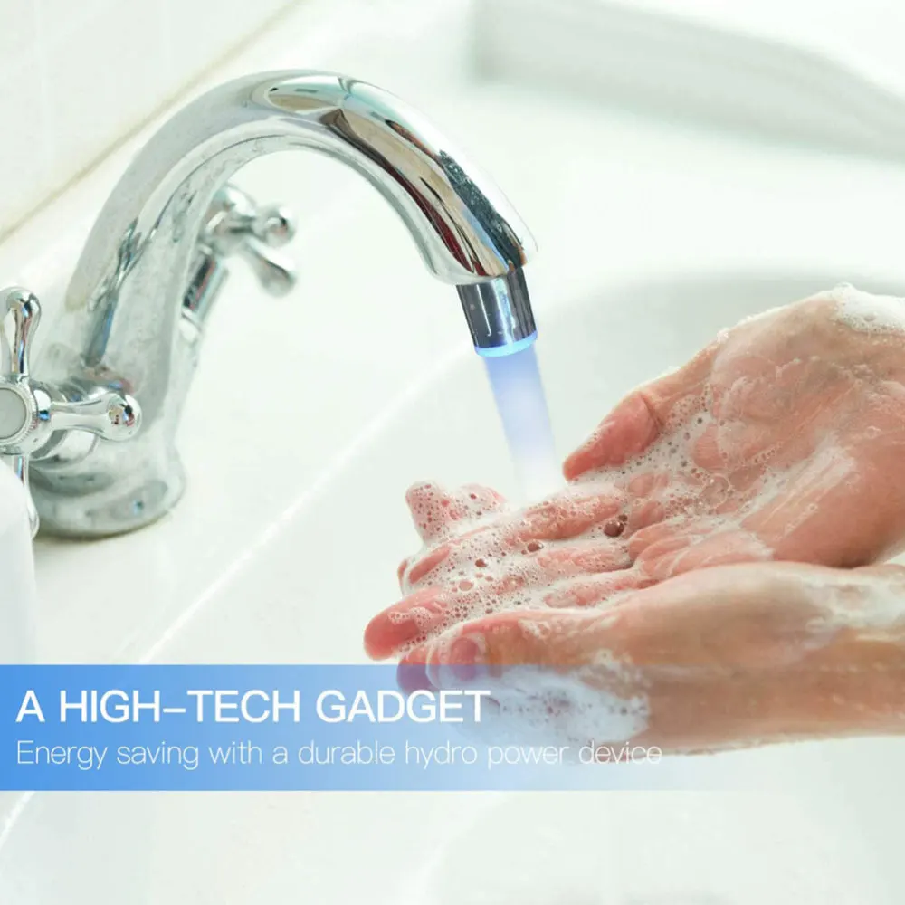 

1Pc 3-Color LED Water Temperature Color Changing with Adapter