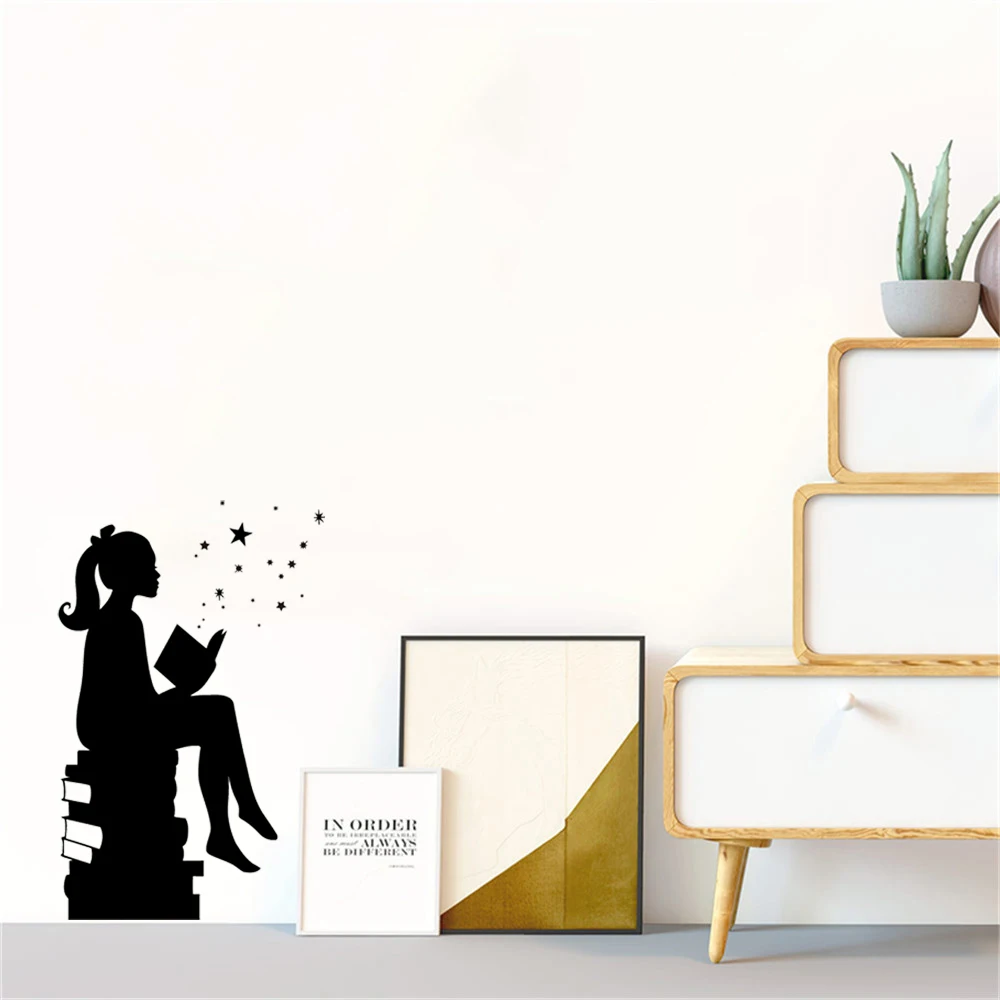 Волшебная настенная картинка для чтения книг девушек Настенный декор библиотеки