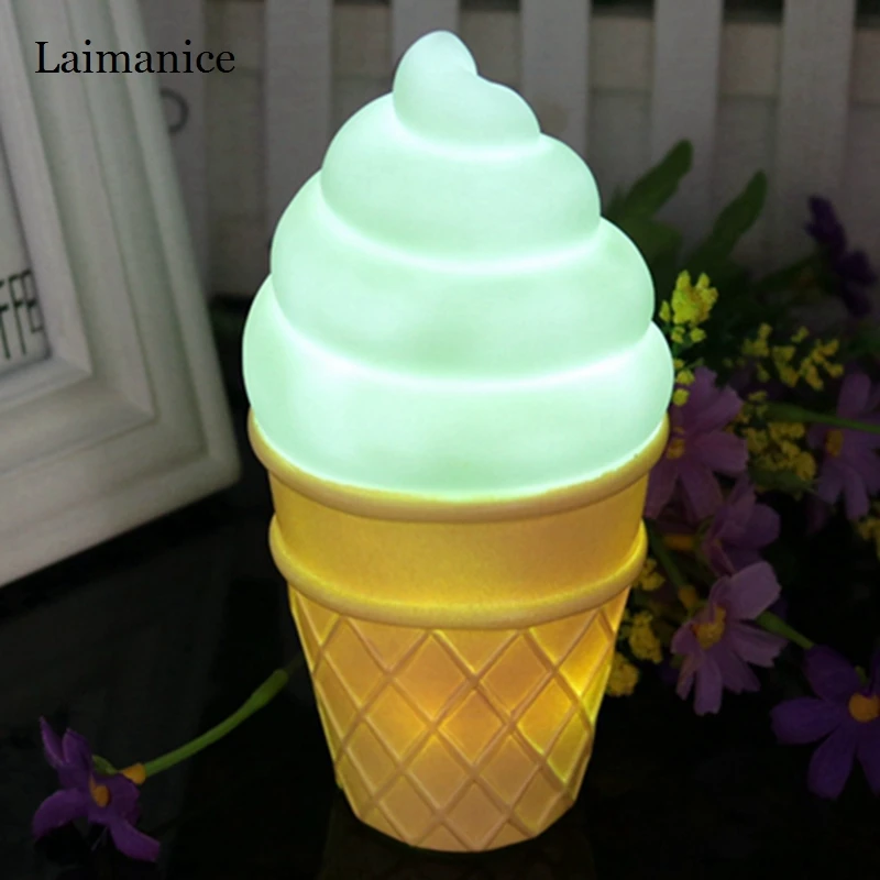 Спальня свет Новинка 3D мороженое ночные светильники Настольная Светодиодная