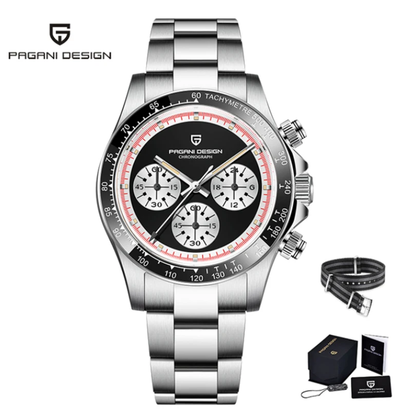 Часы PAGANI DESIGN Мужские кварцевые с хронографом, спортивные водонепроницаемые в стиле милитари, с сапфировым стеклом, VK63, 2023