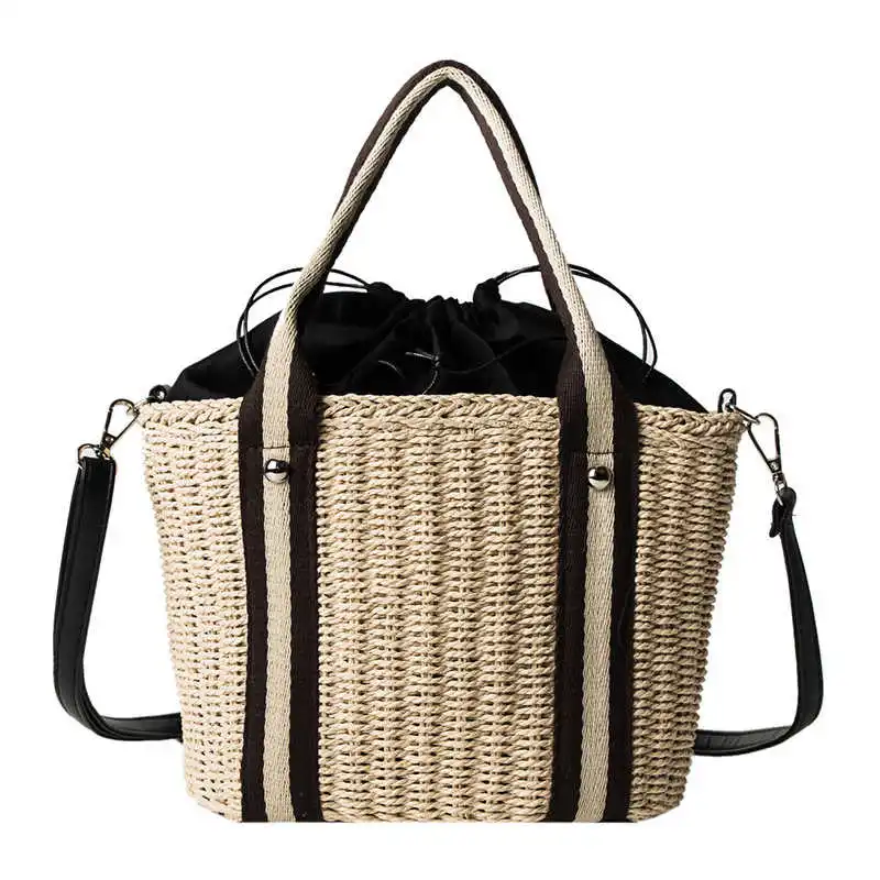 

Summer Handmade Bags For Women Weaving Straw Bag Beach Bag Rattan Kintted Handbags Totes Knitted Shoulder bag Artsy Vintage 2021